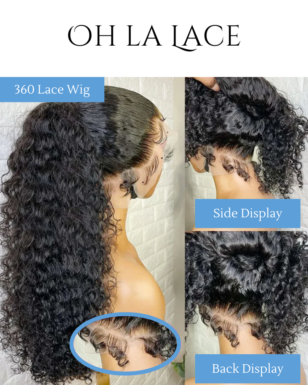 250 Density Deep Curly Wave 360 Full HD Lace Front Human Hair Wig