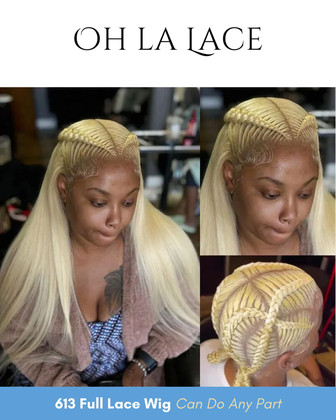 613 Blonde Invisi Strap Glueless Full Lace Wig - Real Human Hair