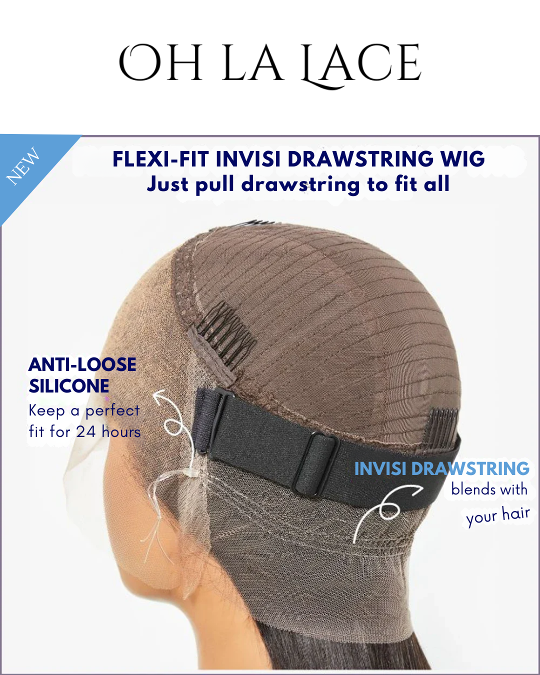 Invisi Drawstring Hidden Strap Full Lace Wig Straight Glueless Wig Lace Front Wig Frontal Wig Full Scalp HD Lace Human Hair Wigs
