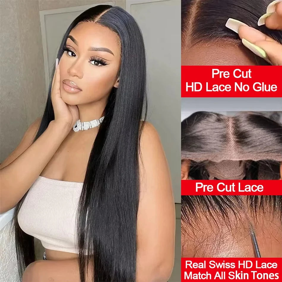 Mossily 250% Glueless Pre-Cut Straight premium Lace Wig