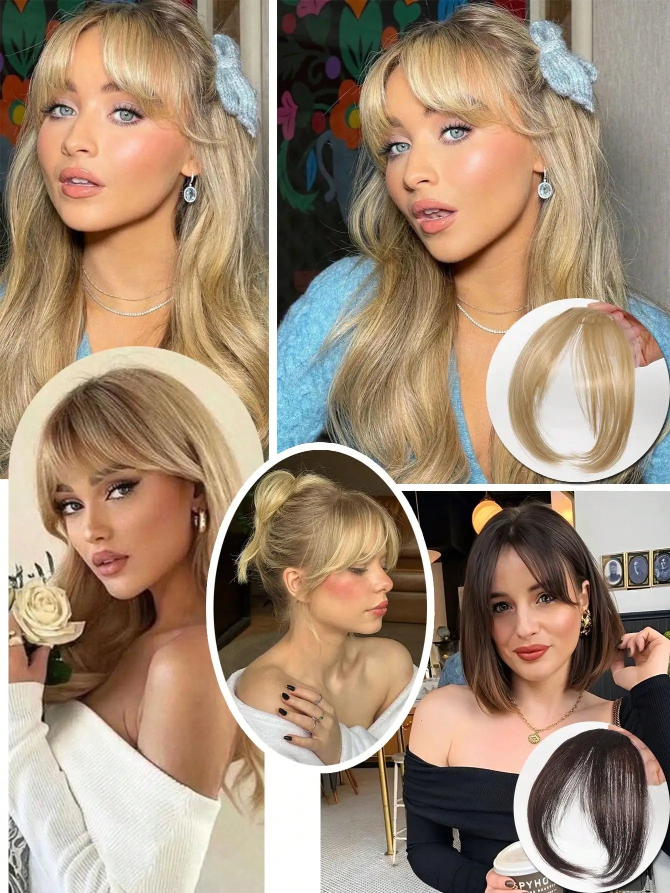 Synthesis Wig Middle-Part Clip-In Bangs