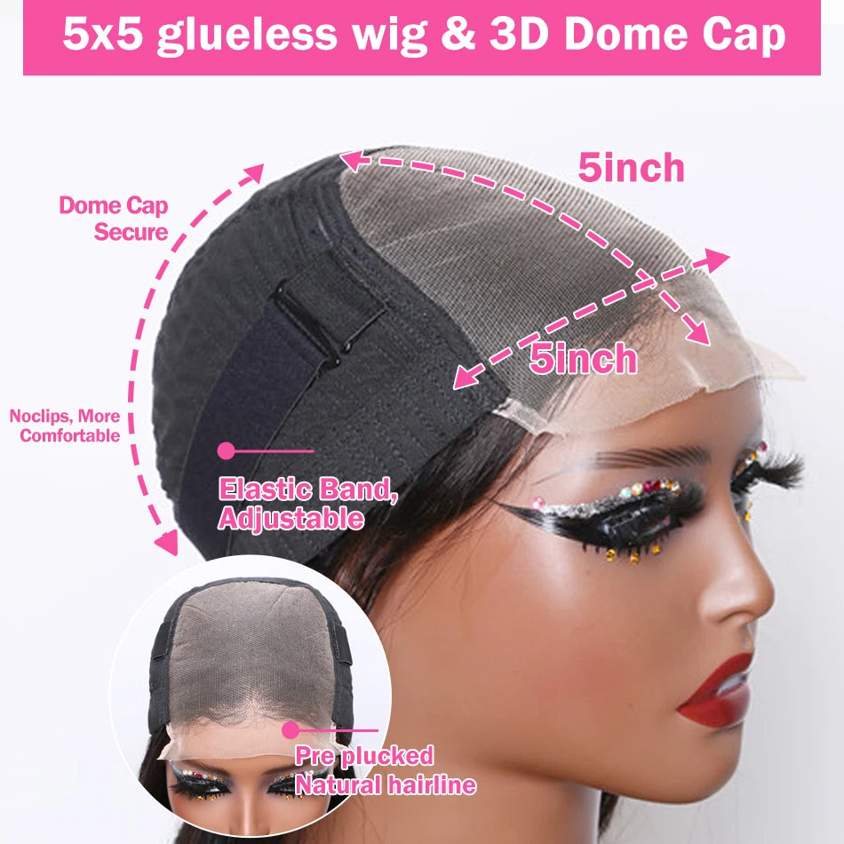 Mossily 250% Glueless Pre-Cut Straight premium Lace Wig
