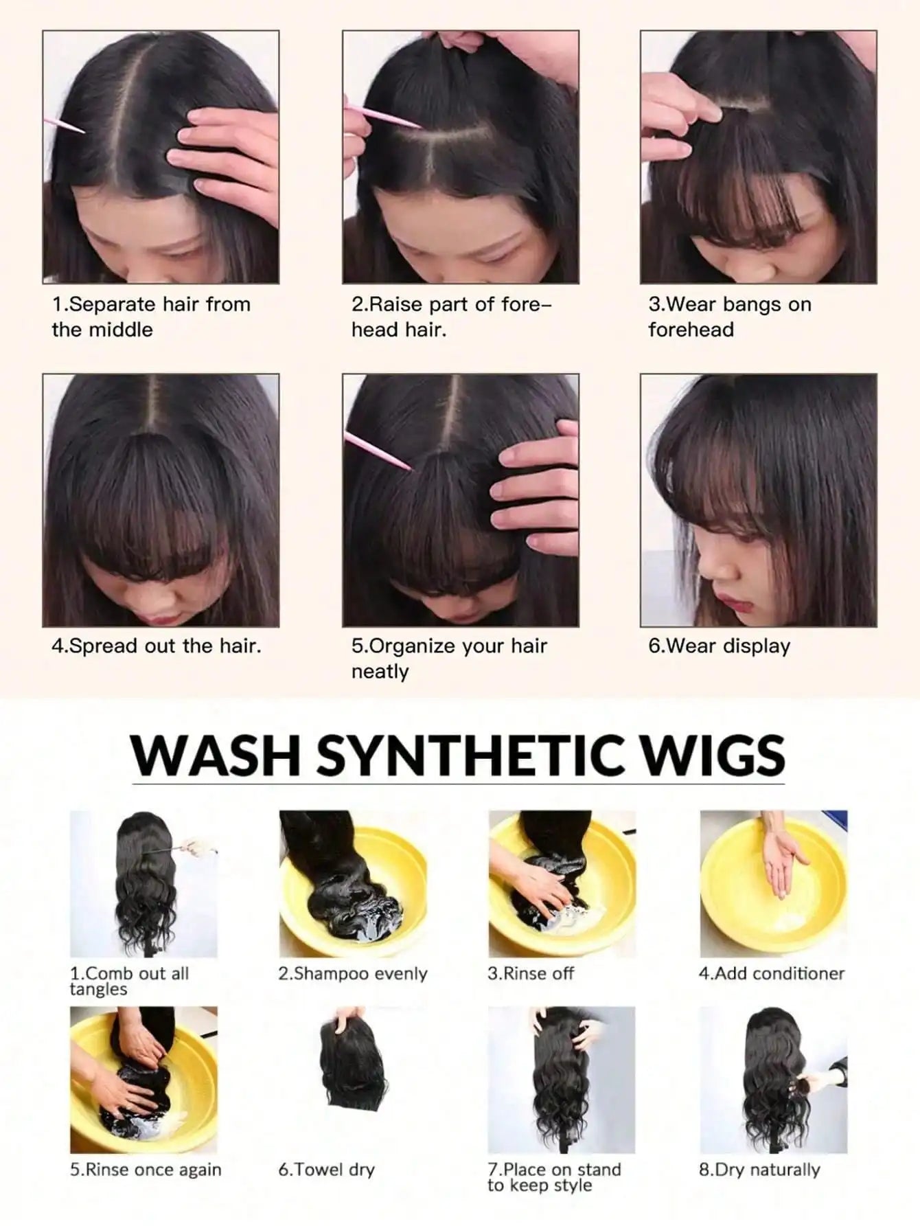 Synthesis Wig Middle-Part Clip-In Bangs