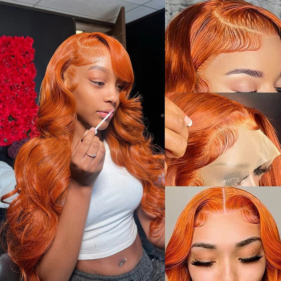 Wiggogo Orange Ginger Body Wave Lace Wig