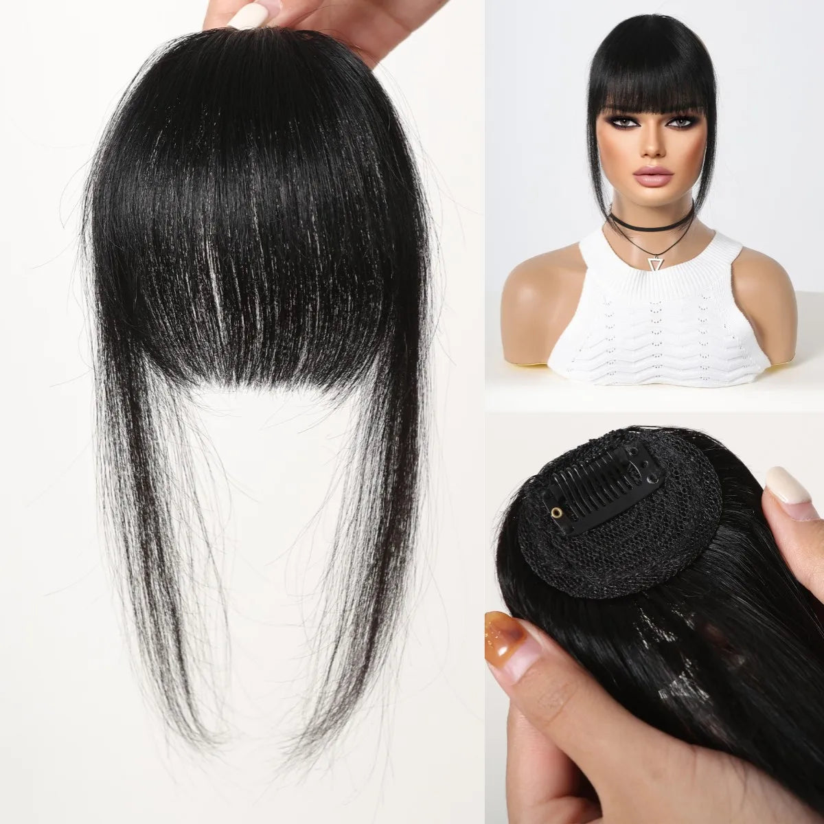 Straight Remy Human Hair Clip-In Bangs