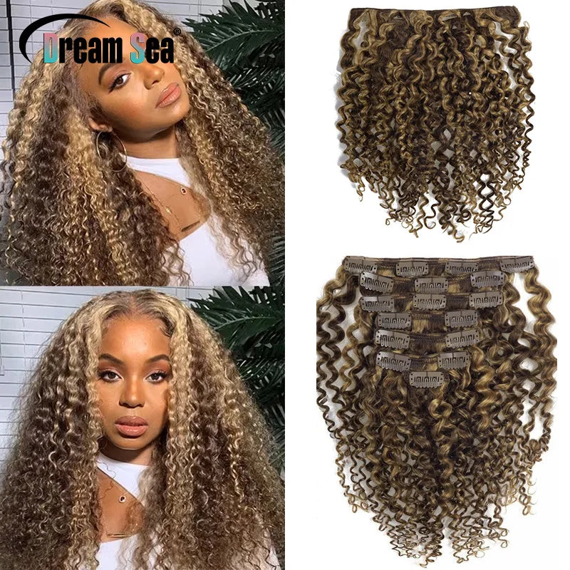 P4/27 Kinky Curly Clip-In Hair Extensions