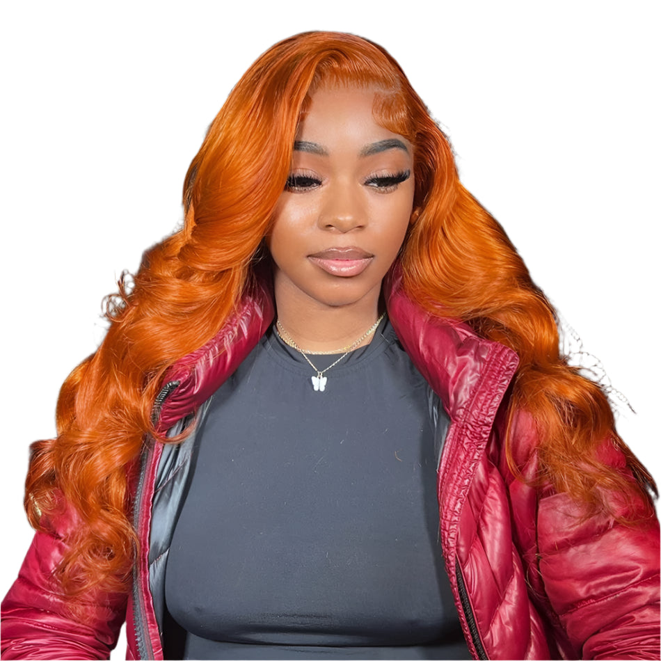 Wiggogo Orange Ginger Body Wave Lace Wig