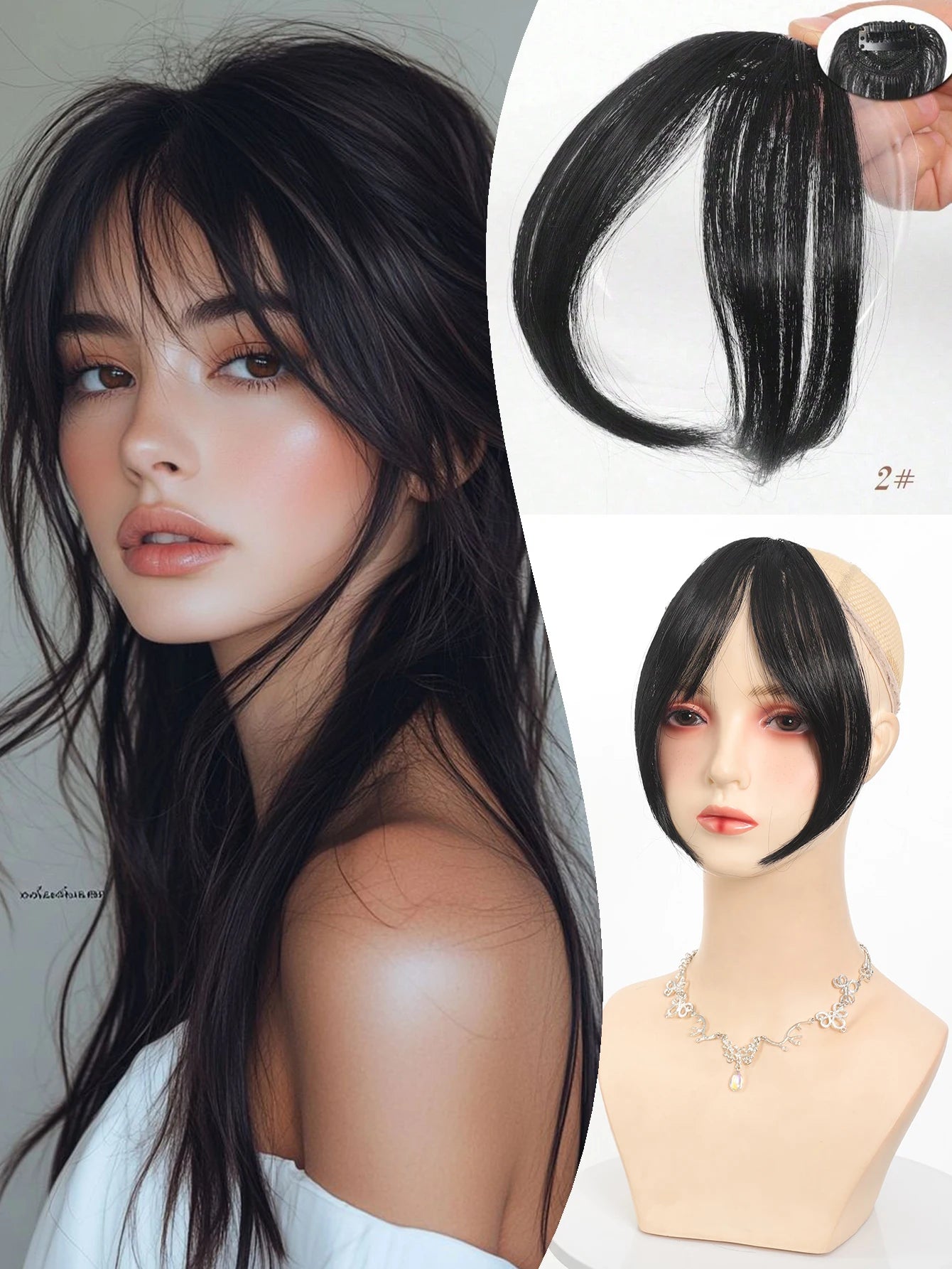 Synthesis Wig Middle-Part Clip-In Bangs
