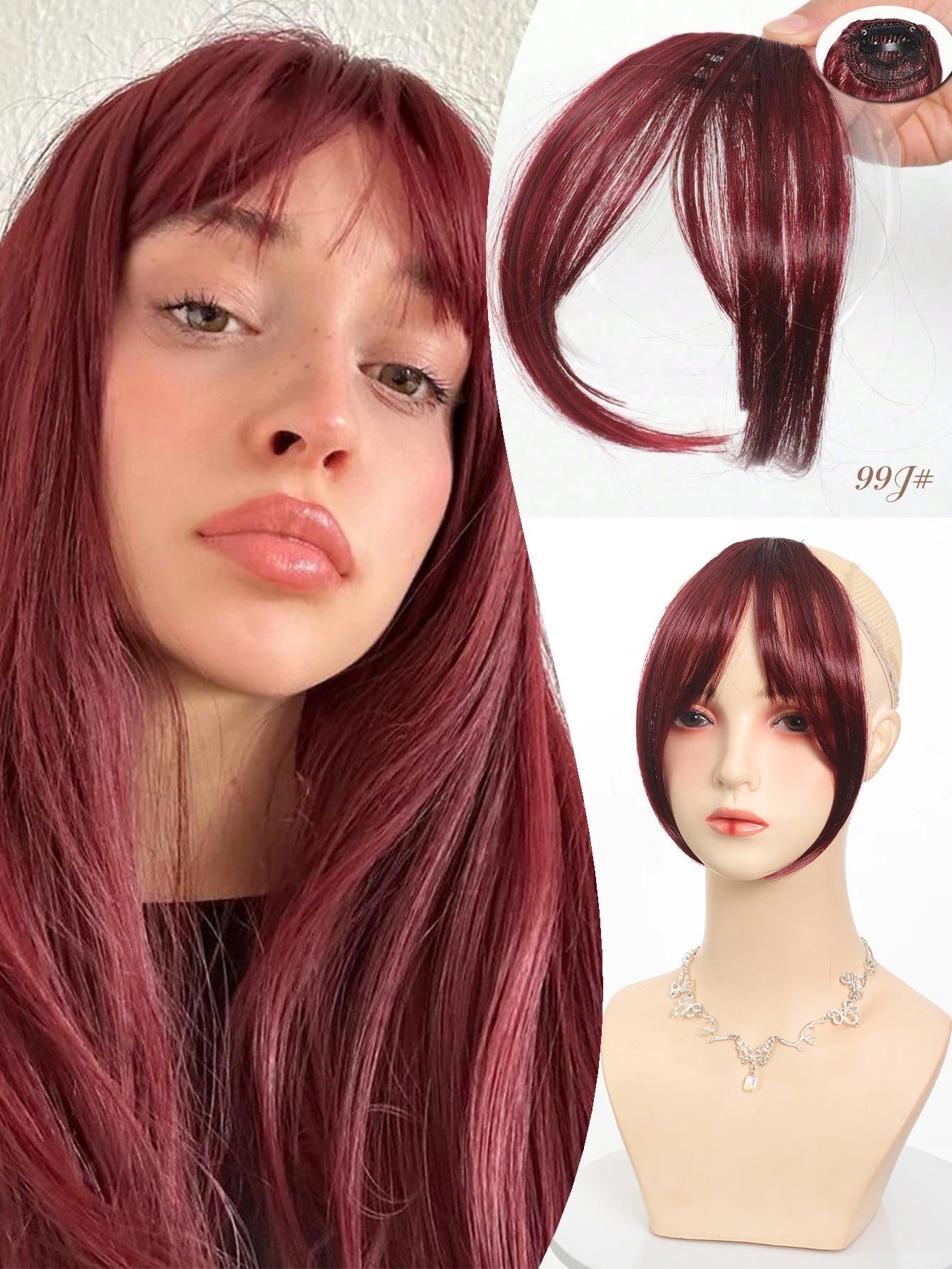 Synthesis Wig Middle-Part Clip-In Bangs