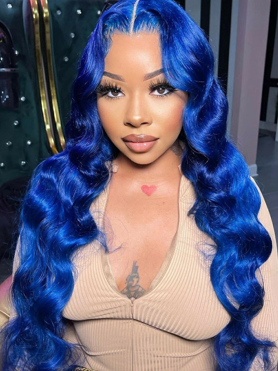 Vibrant Brazilian Blue Human Hair Wig