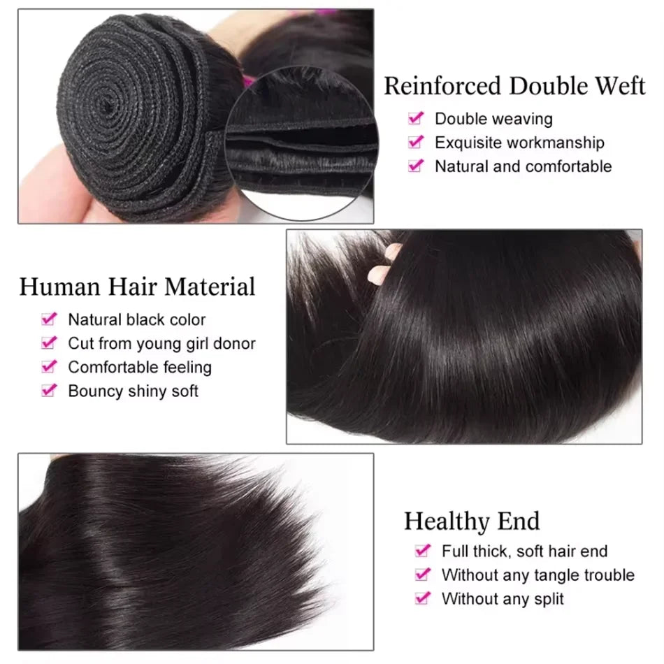 30-40 Inch Bone Straight Hair Bundles