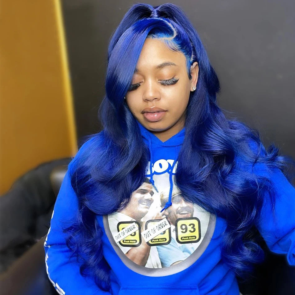 Vibrant Brazilian Blue Human Hair Wig