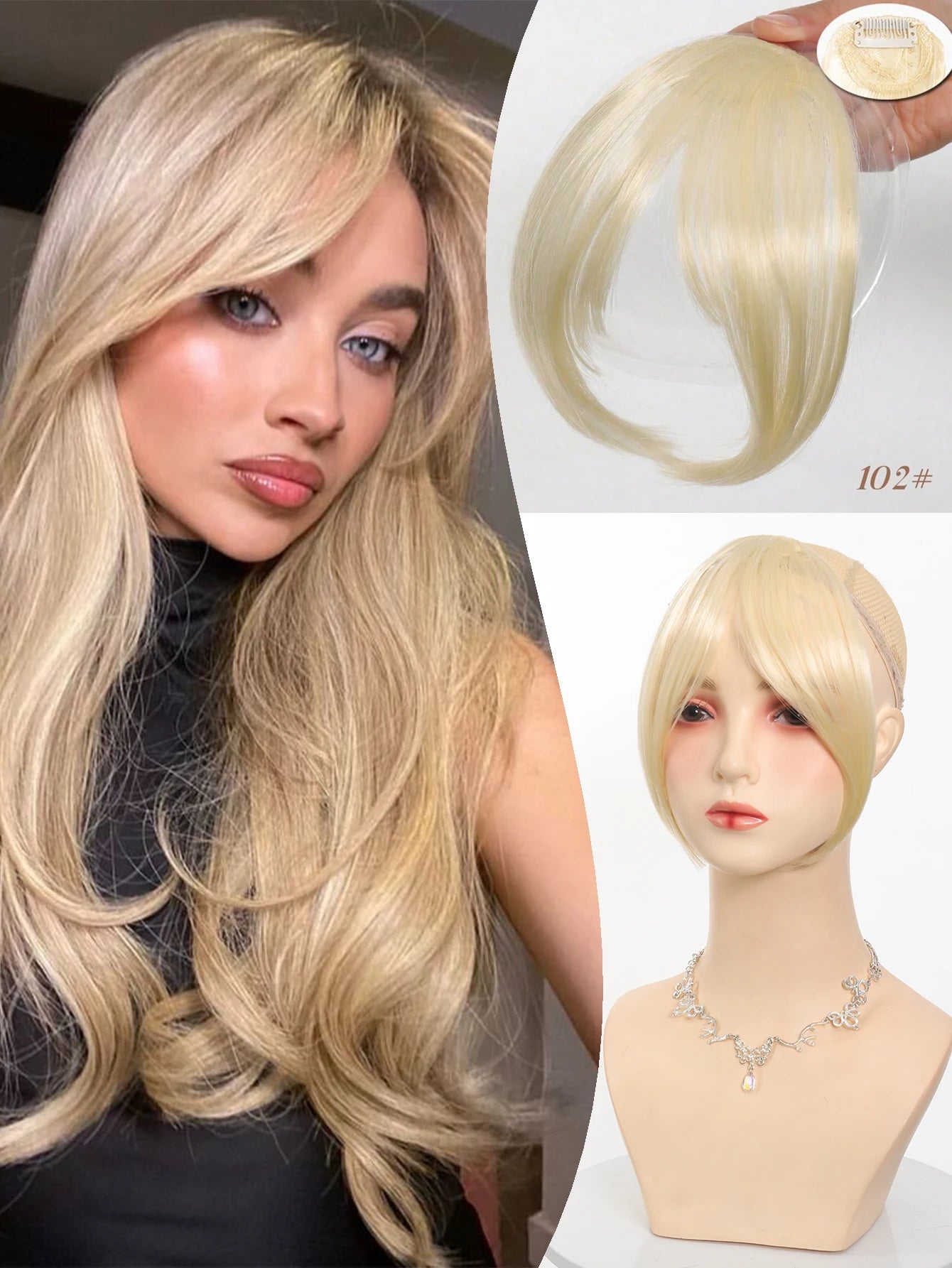 Synthesis Wig Middle-Part Clip-In Bangs