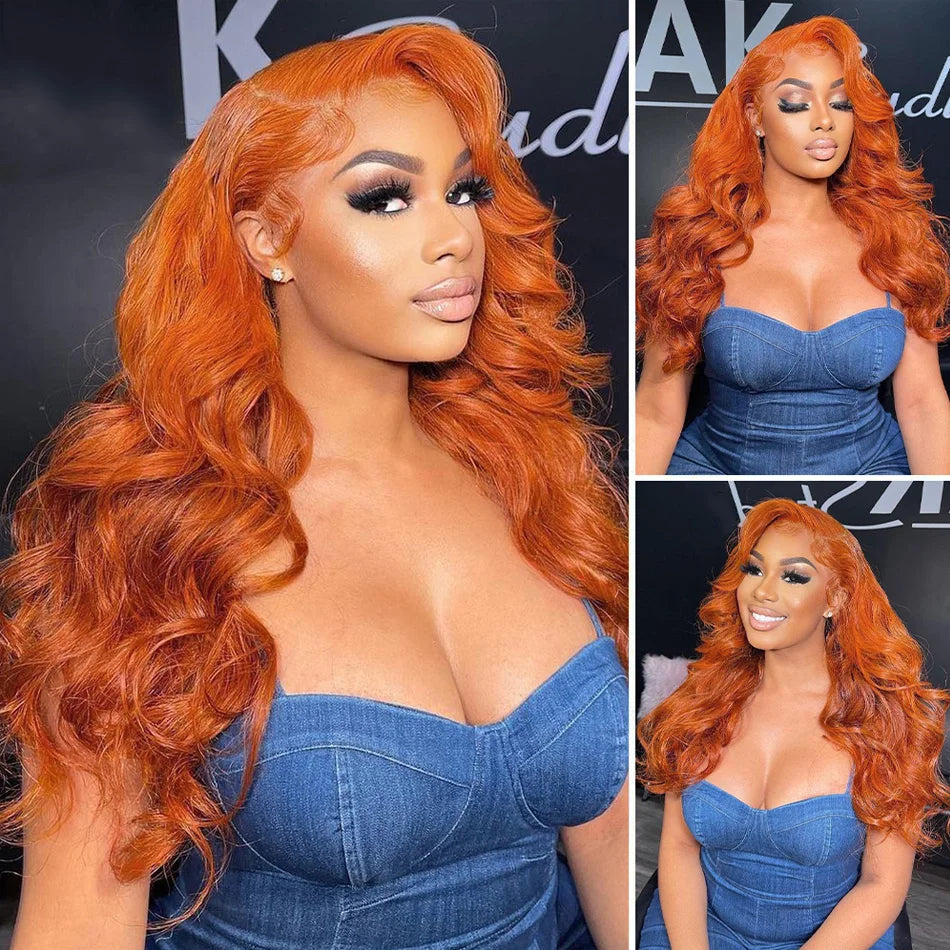 Wiggogo Orange Ginger Body Wave Lace Wig