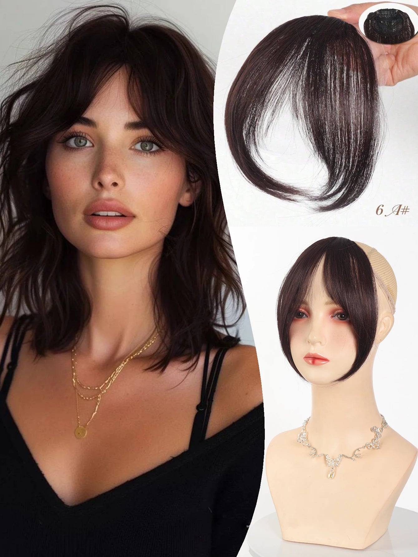 Synthesis Wig Middle-Part Clip-In Bangs