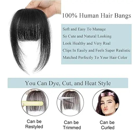 Straight Remy Human Hair Clip-In Bangs