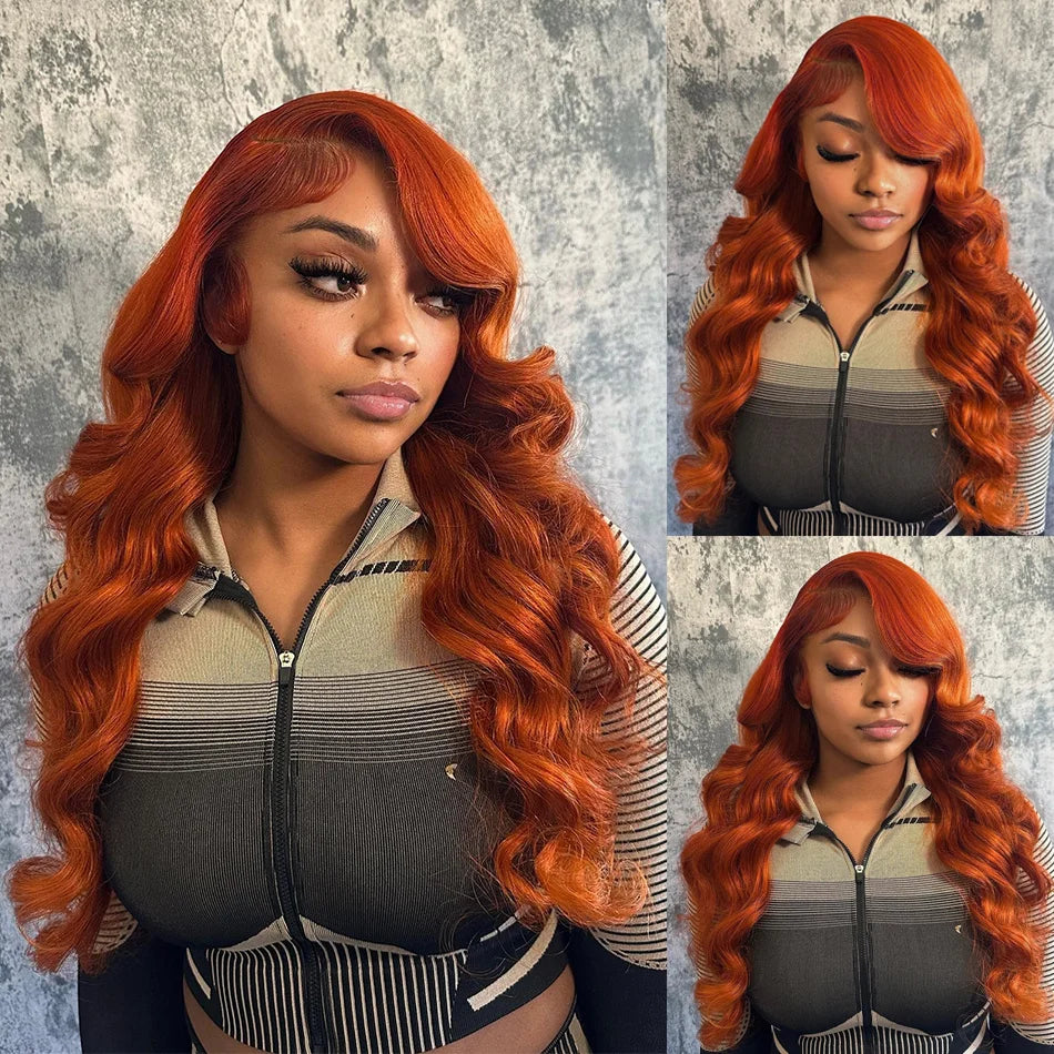 Wiggogo Orange Ginger Body Wave Lace Wig