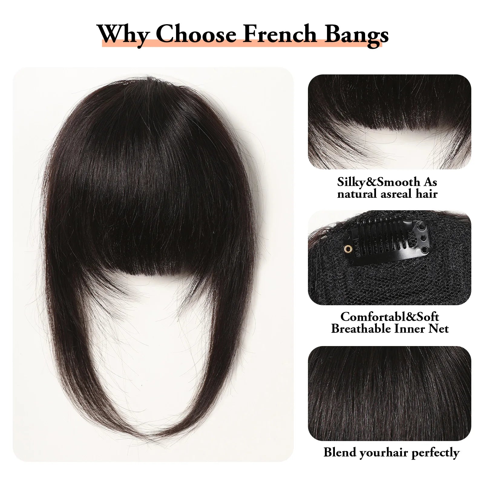 Straight Remy Human Hair Clip-In Bangs