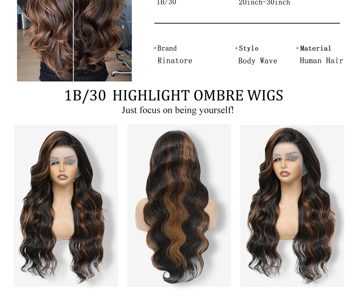 1B/30 Body Wave 30 Inch premium Lace Wig