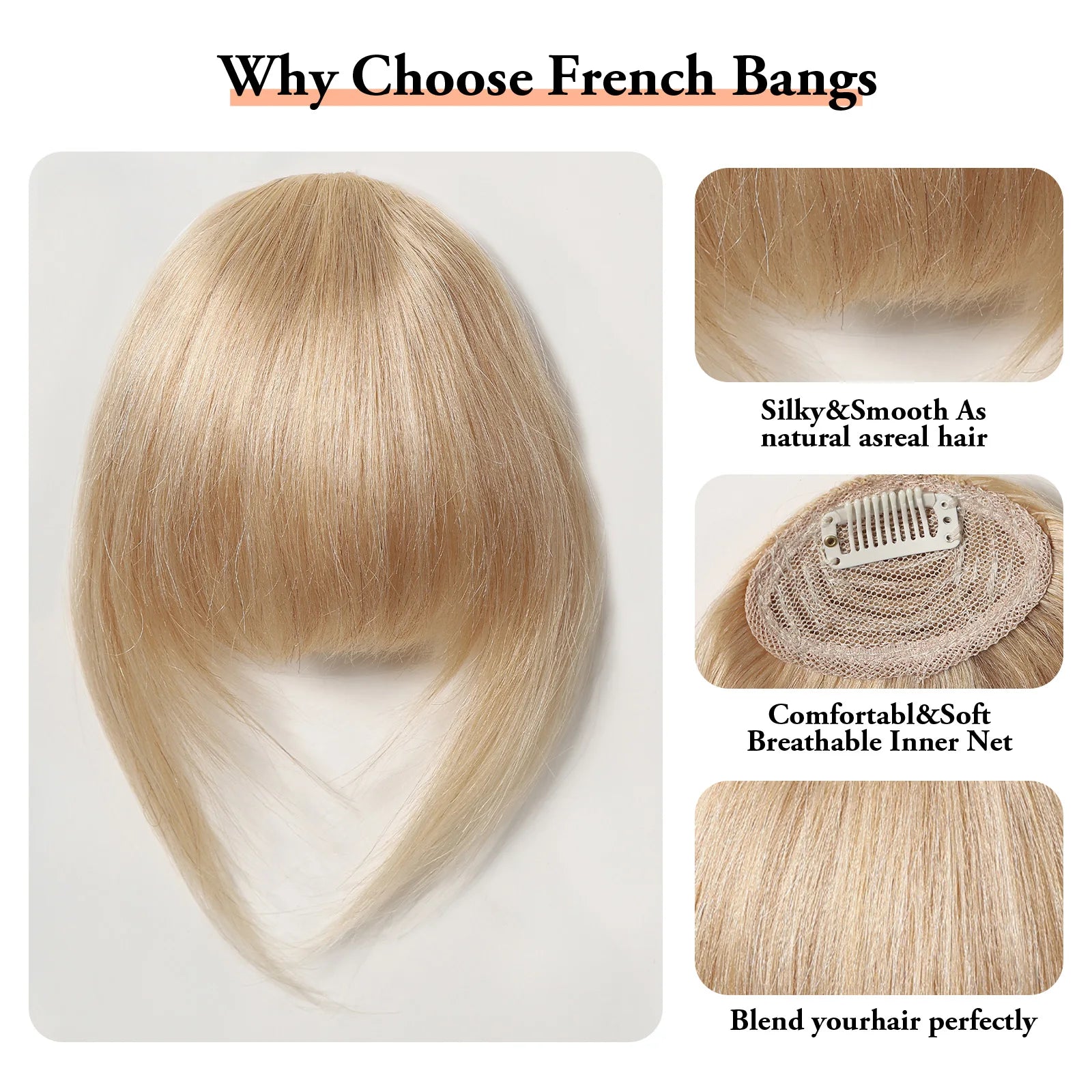 Straight Remy Human Hair Clip-In Bangs