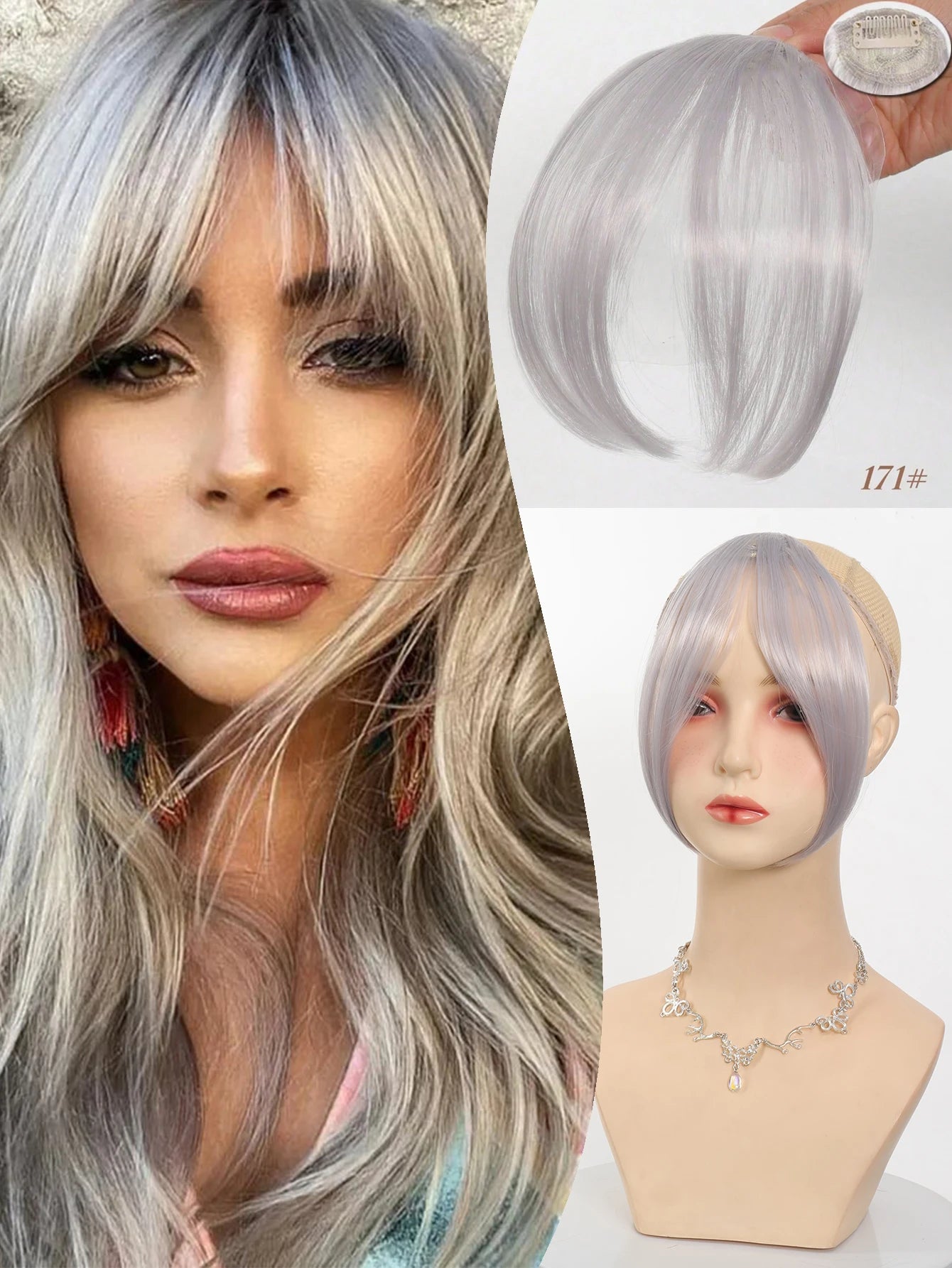 Synthesis Wig Middle-Part Clip-In Bangs