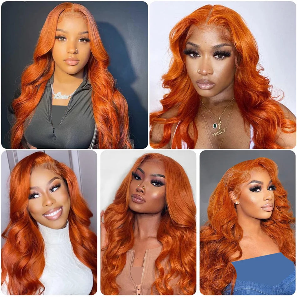 Wiggogo Orange Ginger Body Wave Lace Wig
