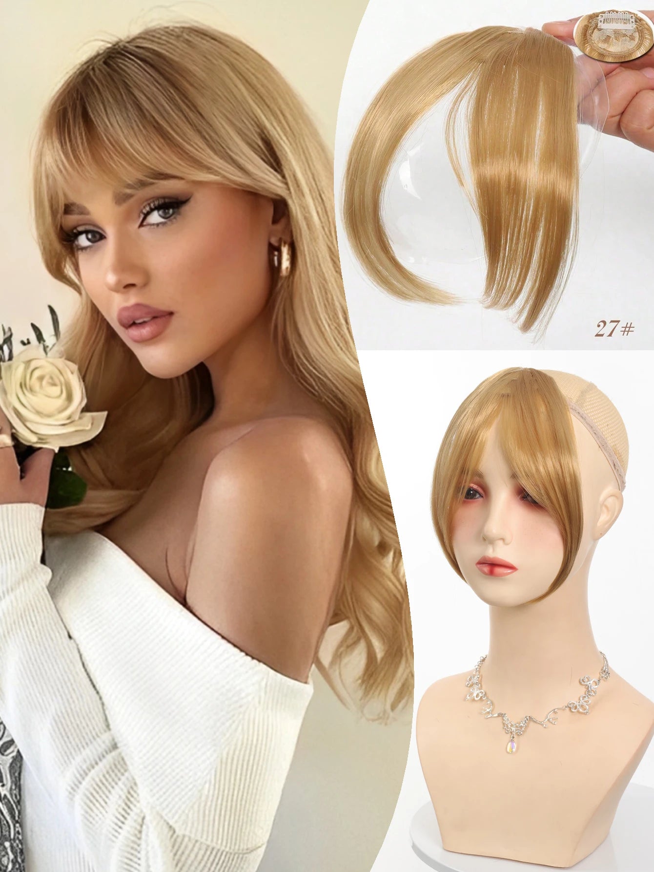 Synthesis Wig Middle-Part Clip-In Bangs