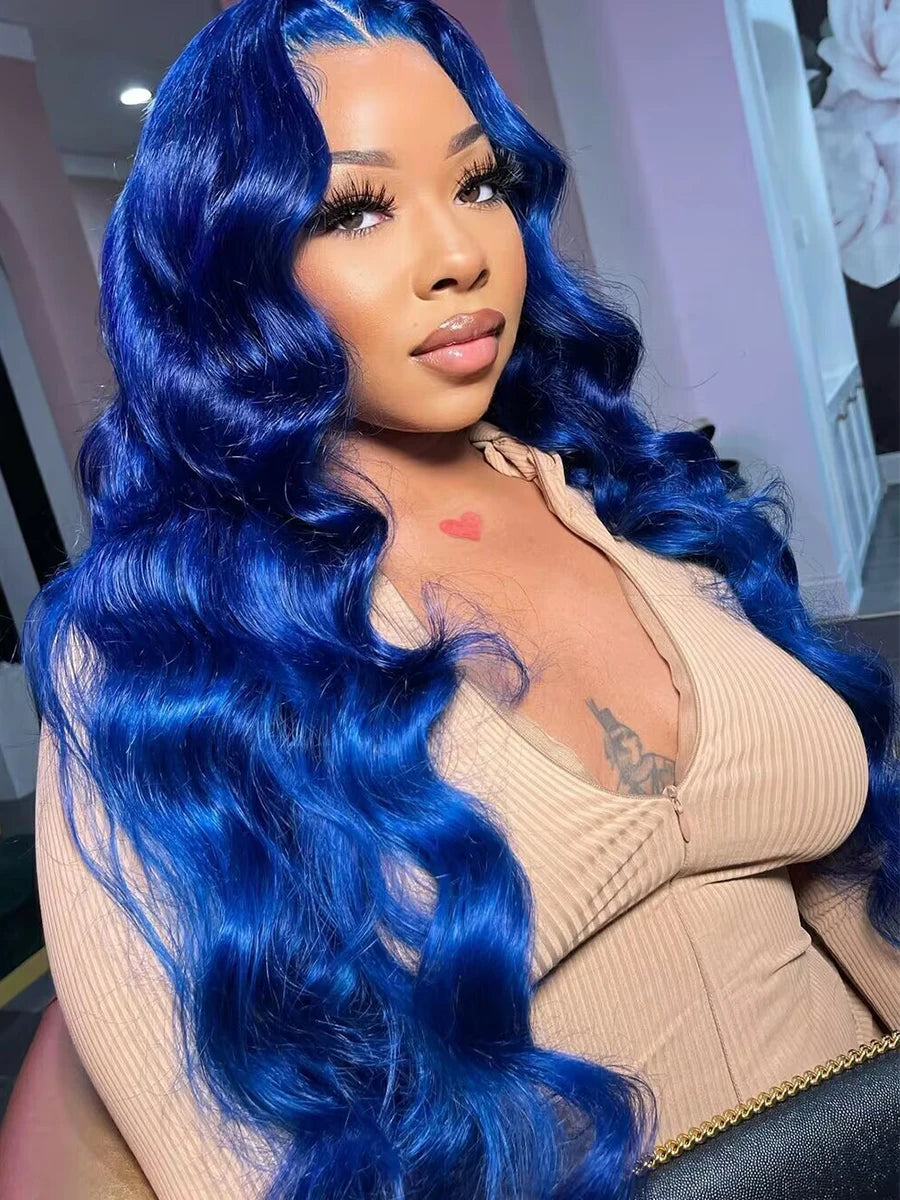 Vibrant Brazilian Blue Human Hair Wig