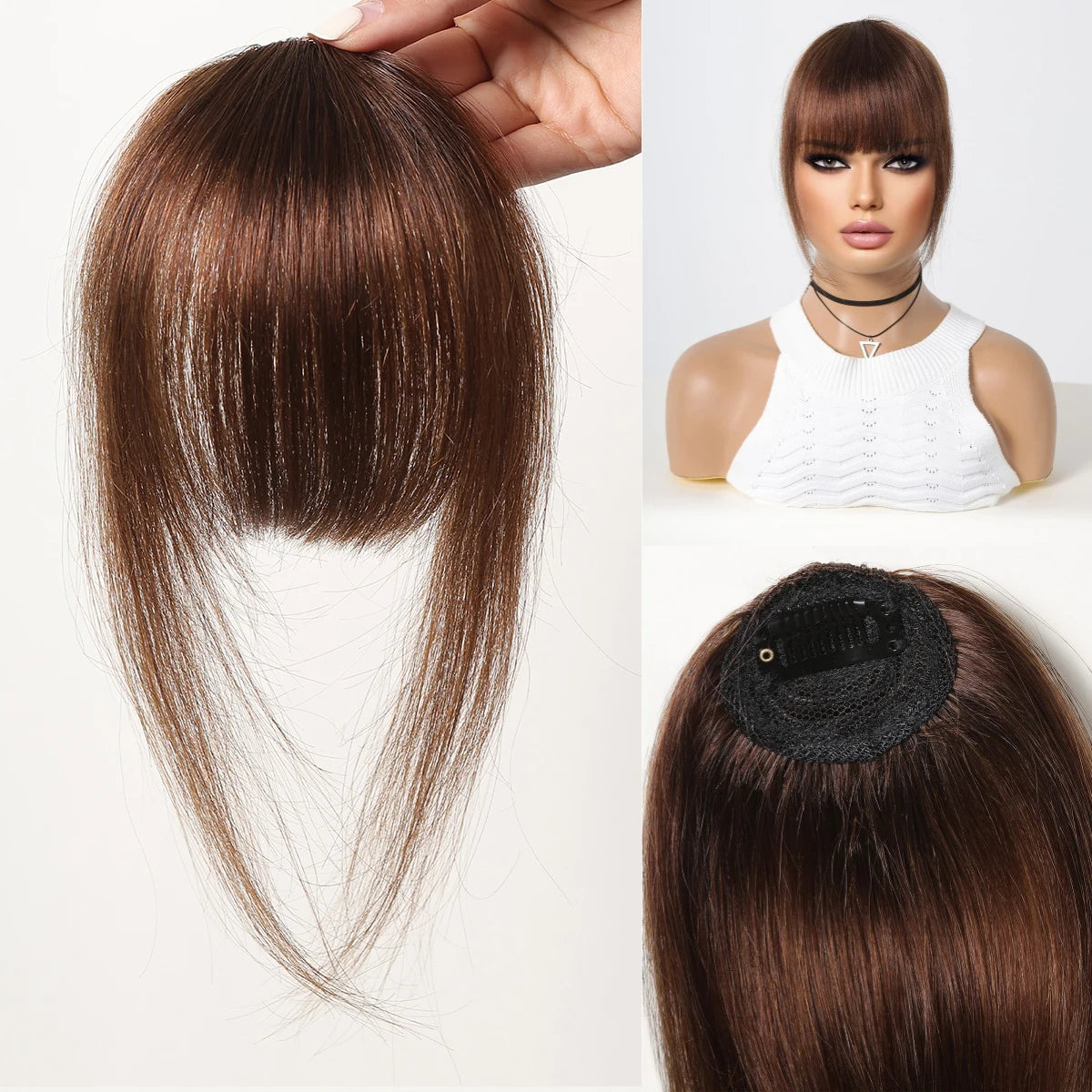 Straight Remy Human Hair Clip-In Bangs