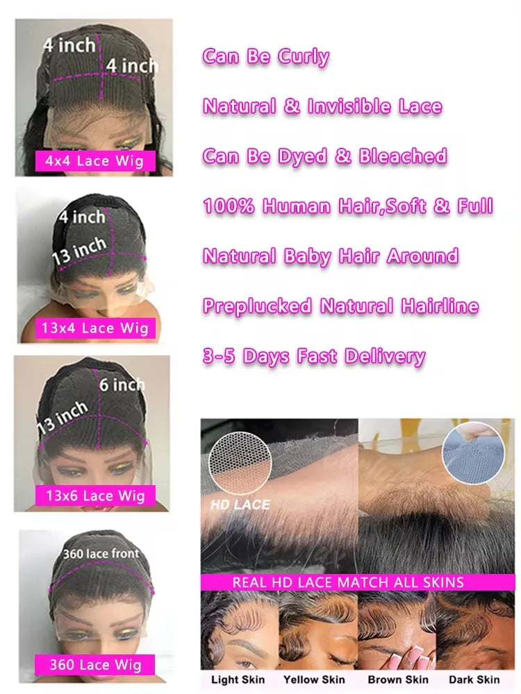 30-40 Inch Straight Lace Front Wigs