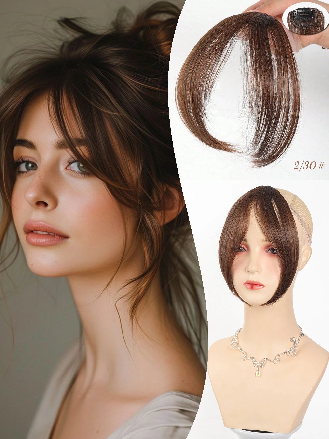 Synthesis Wig Middle-Part Clip-In Bangs