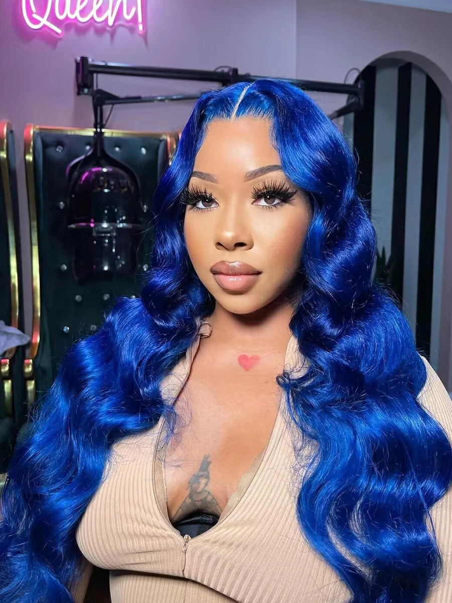 Vibrant Brazilian Blue Human Hair Wig