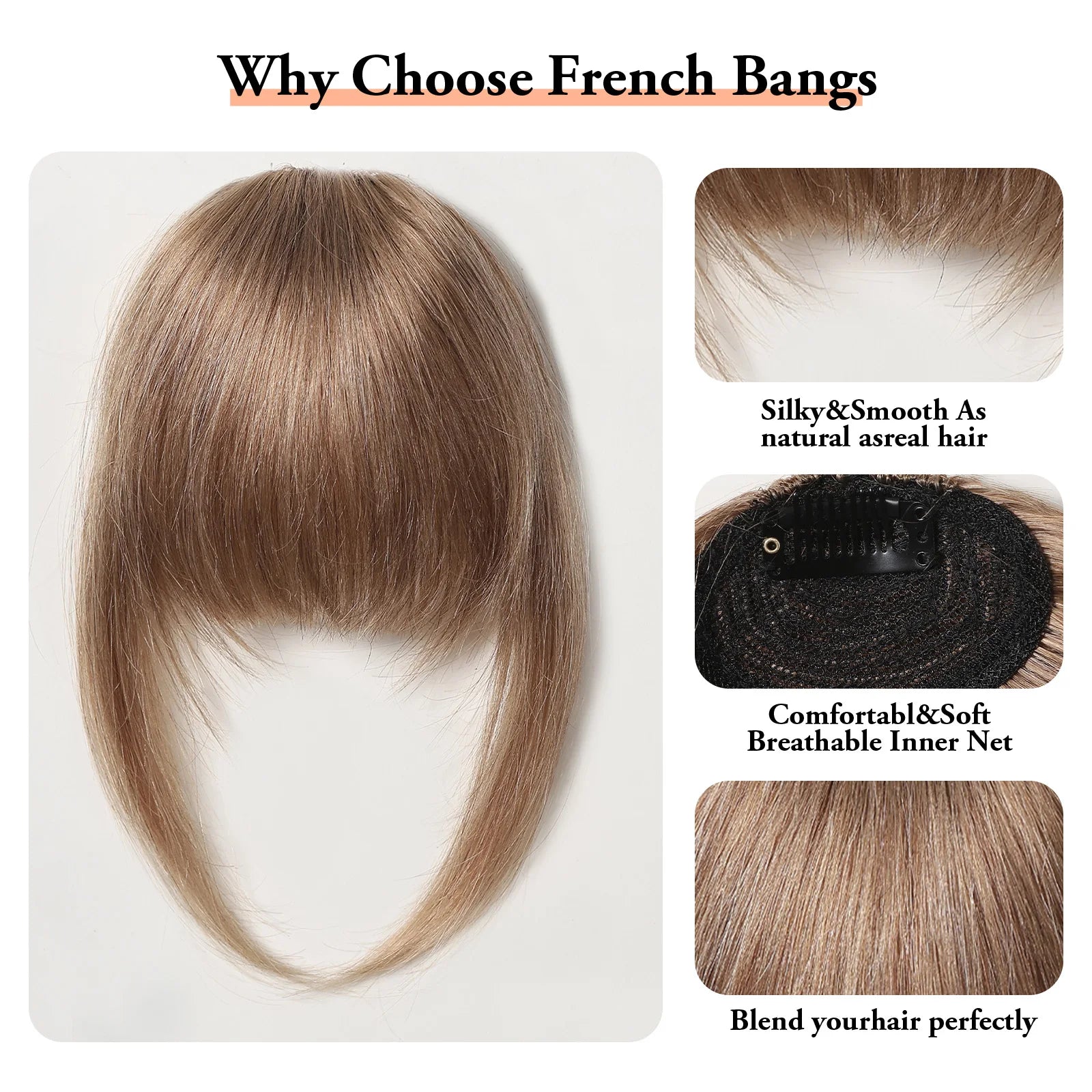 Straight Remy Human Hair Clip-In Bangs