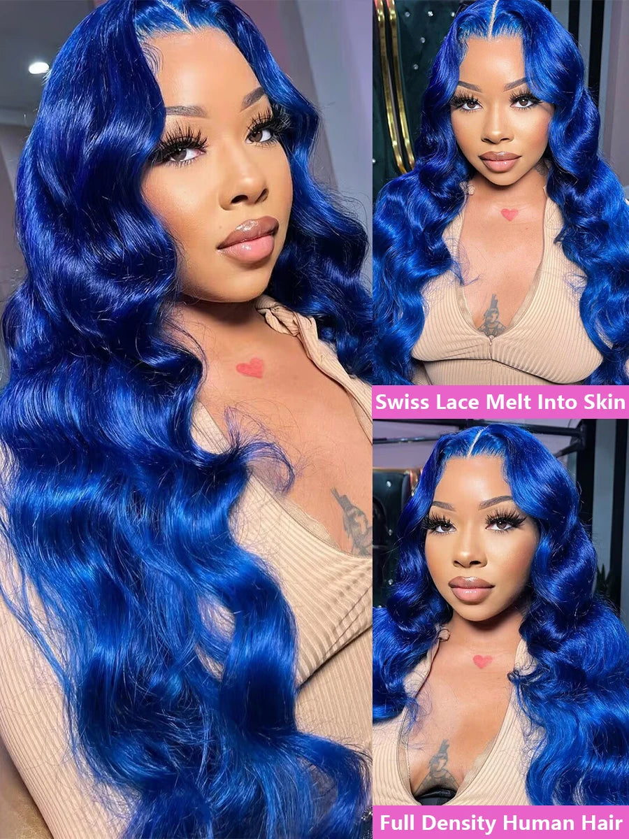 Vibrant Brazilian Blue Human Hair Wig