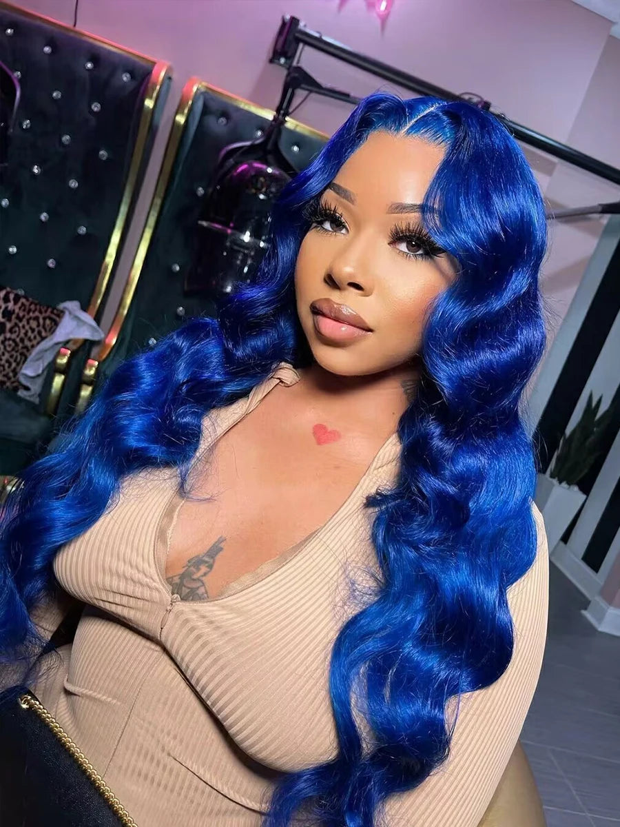 Vibrant Brazilian Blue Human Hair Wig
