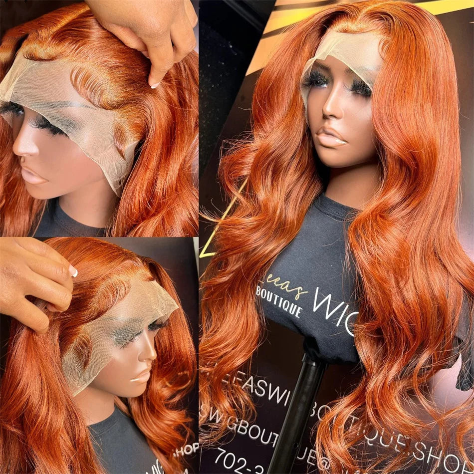 Wiggogo Orange Ginger Body Wave Lace Wig