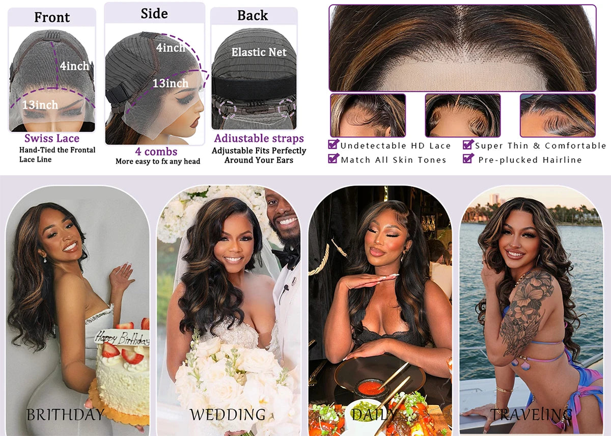 1B/30 Body Wave 30 Inch premium Lace Wig