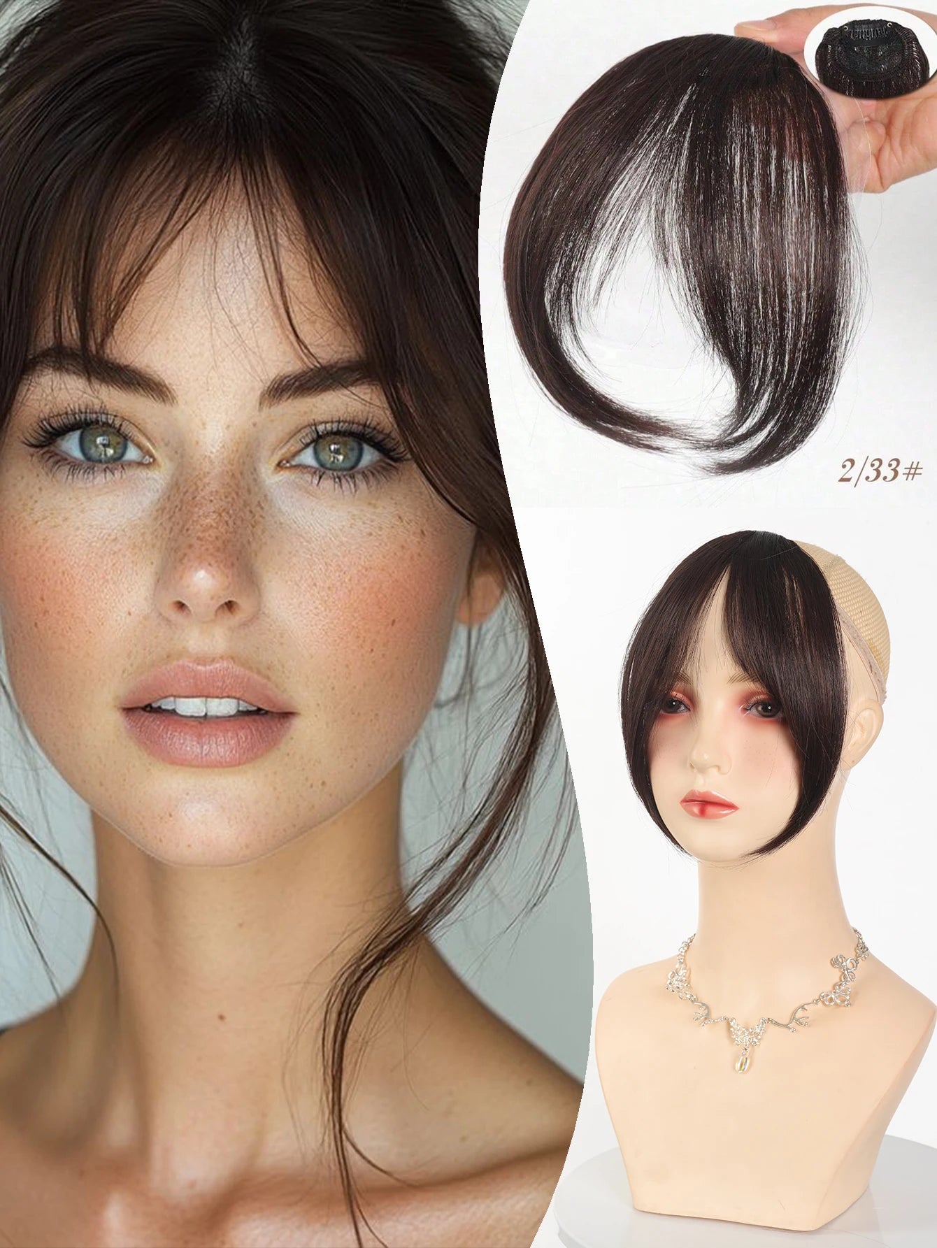 Synthesis Wig Middle-Part Clip-In Bangs