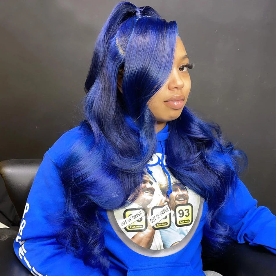 Vibrant Brazilian Blue Human Hair Wig