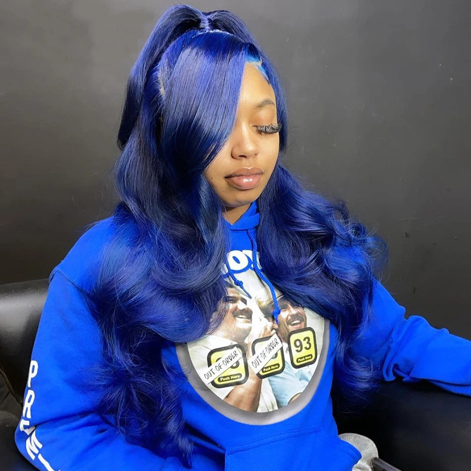 Vibrant Brazilian Blue Human Hair Wig