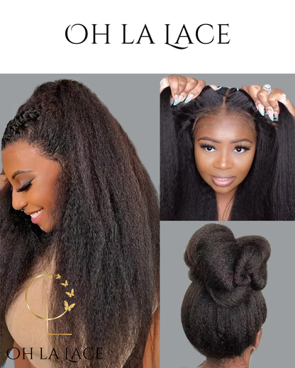 40-Inch Kinky Yaki Straight Lace Front Wig - Ultimate Elegance