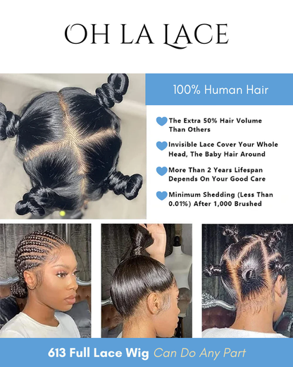 Invisi Drawstring Hidden Strap Full Lace Wig Straight Glueless Wig Lace Front Wig Frontal Wig Full Scalp HD Lace Human Hair Wigs