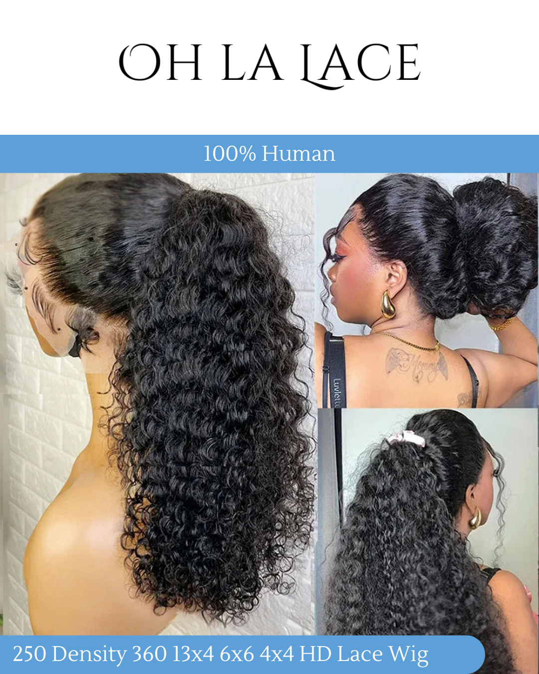 250 Density Deep Curly Wave 360 Full HD Lace Front Human Hair Wig