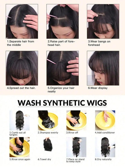Synthesis Wig Middle-Part Clip-In Bangs