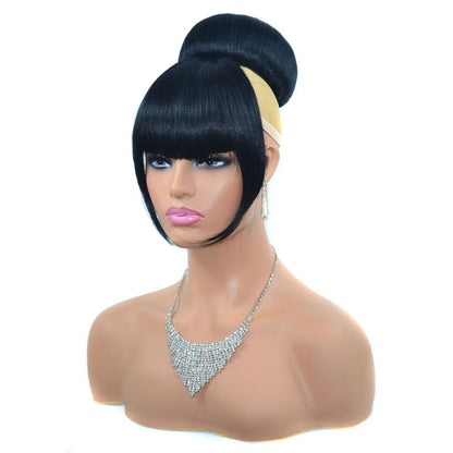 Synthetic Hair Chignon with Bangs