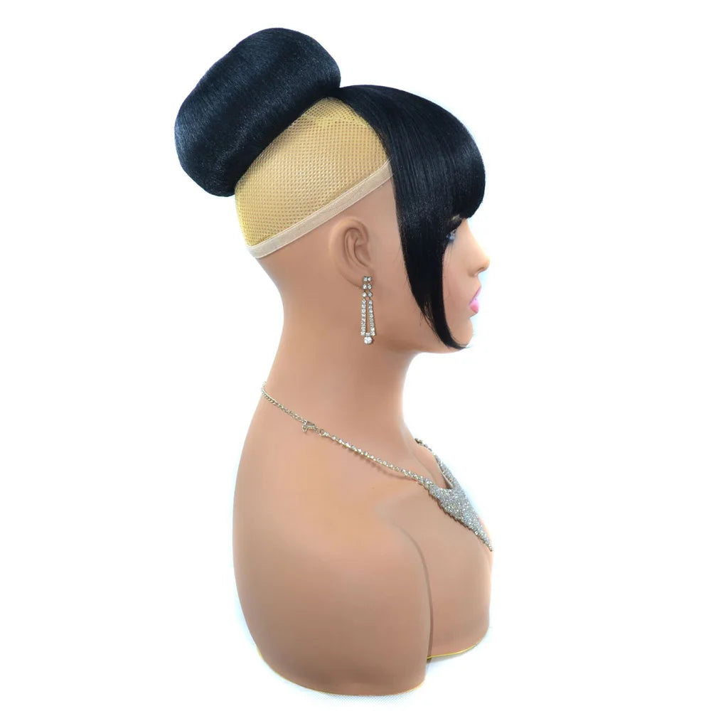 Synthetic Hair Chignon with Bangs