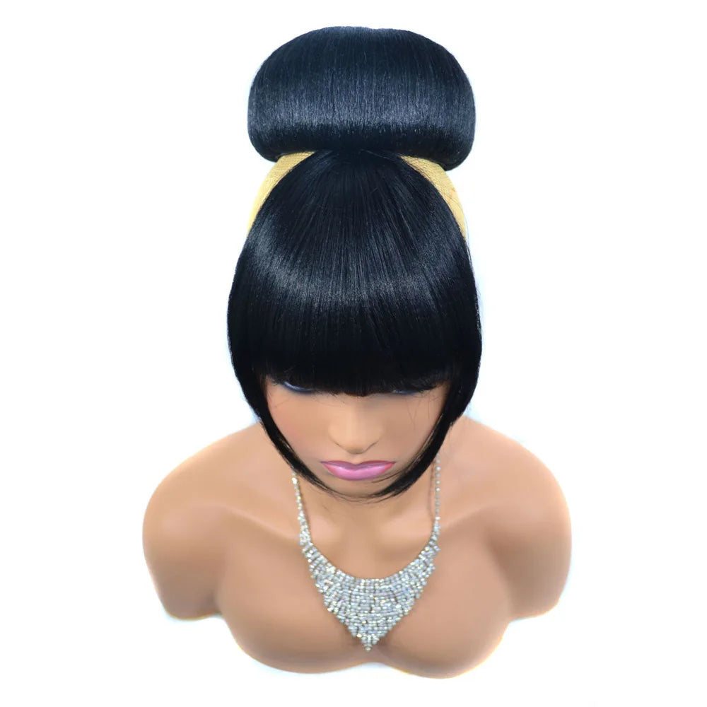 Synthetic Hair Chignon with Bangs