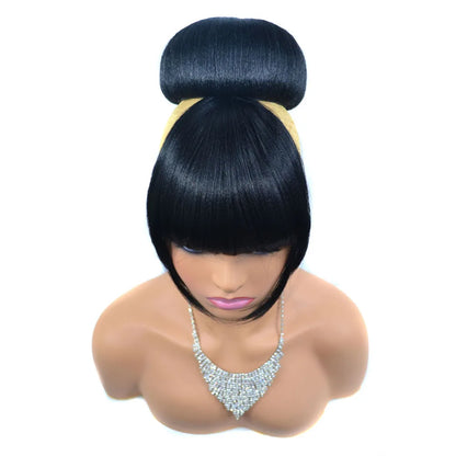 Synthetic Hair Chignon with Bangs
