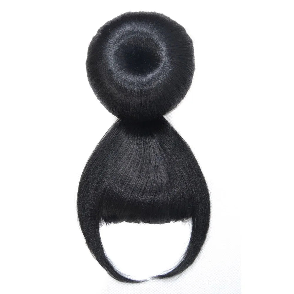 Synthetic Hair Chignon with Bangs