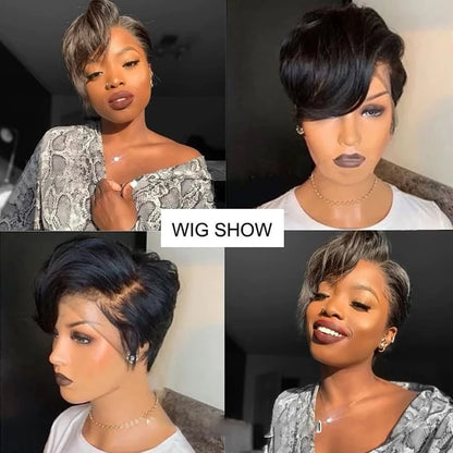 Straight Pixie Cut Short Bob Wigs Human Hair